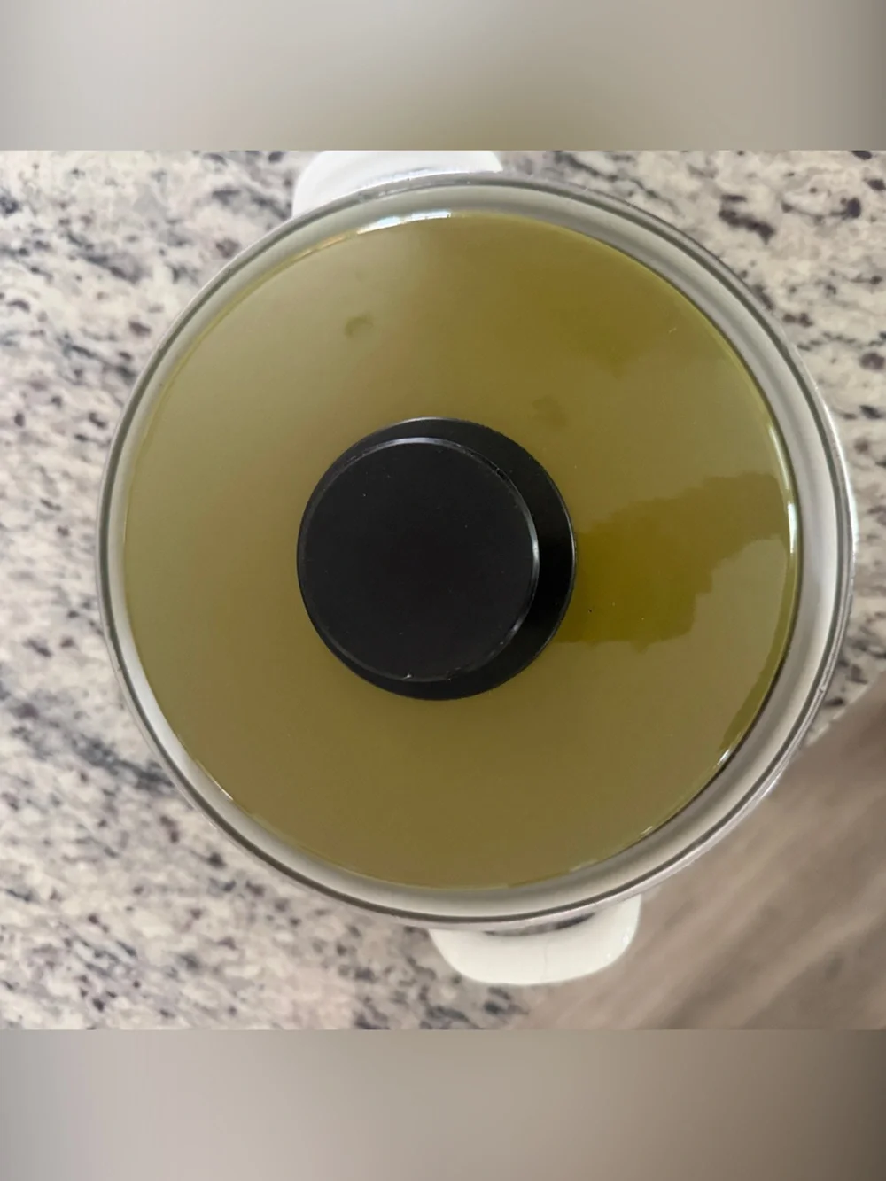 Retro Hand-Painted Enamel Casserole with Olive Green Lid Austria Email